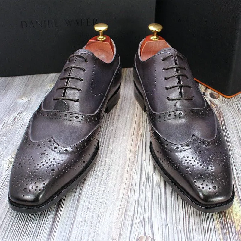 Men's Classic Japanese Leather Shoes Brogue Carved Hollow