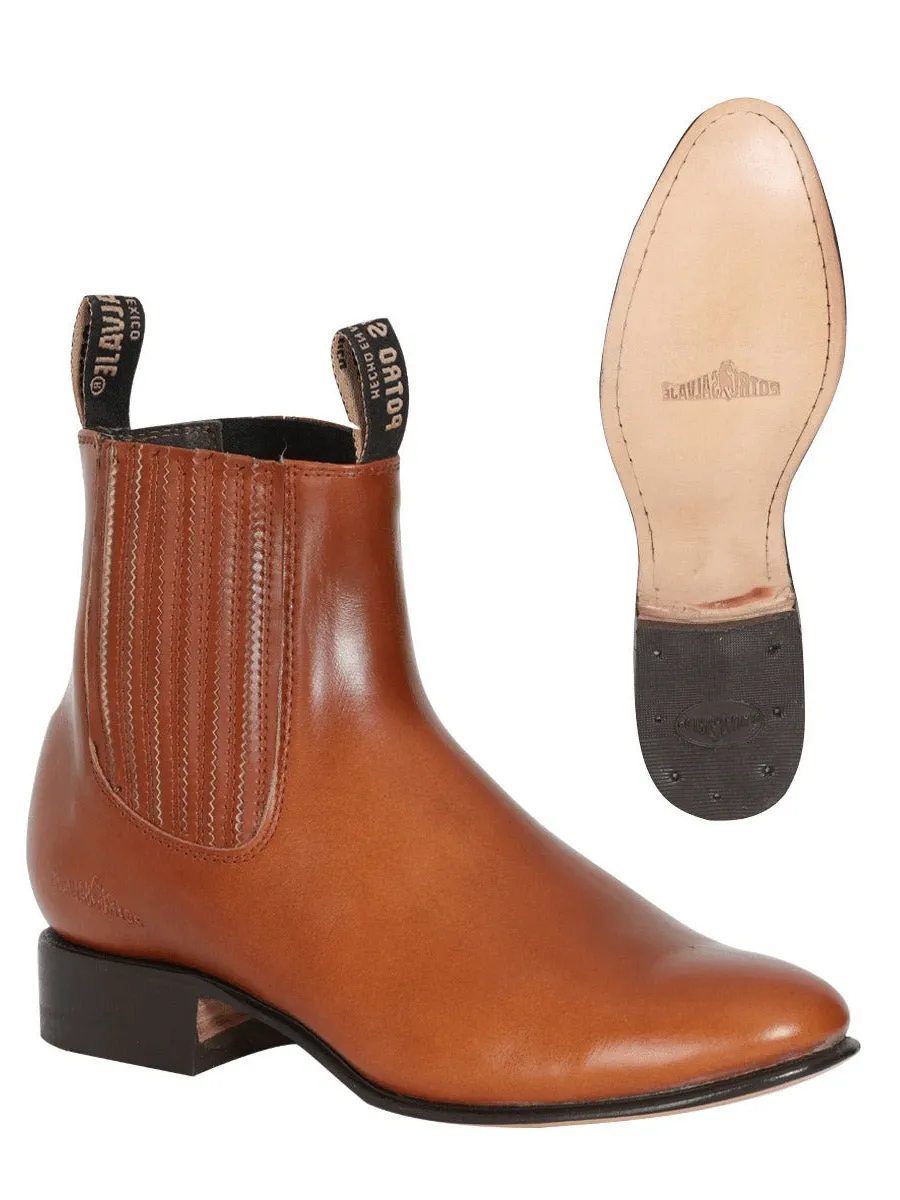 Men's Classic Pull Up Leather Charro Ankle Boots 'Potro Salvaje' 123787