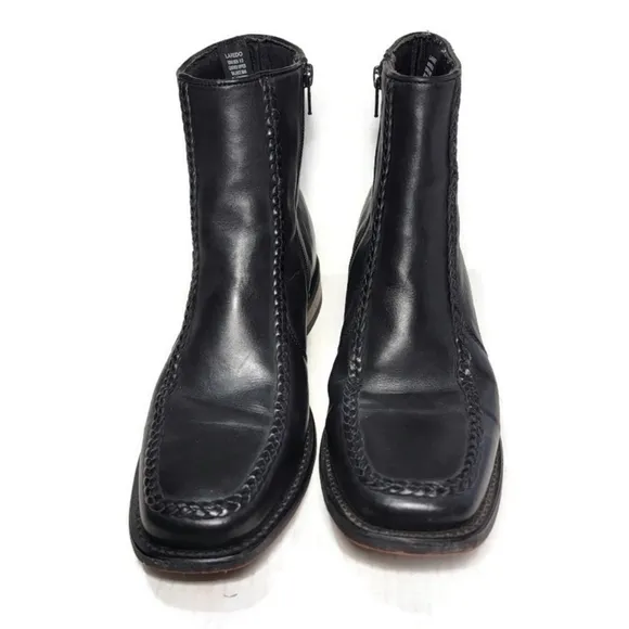 Men's Laredo Richmond Black Leather 7&quot; Side Zip BootsSize 8D
