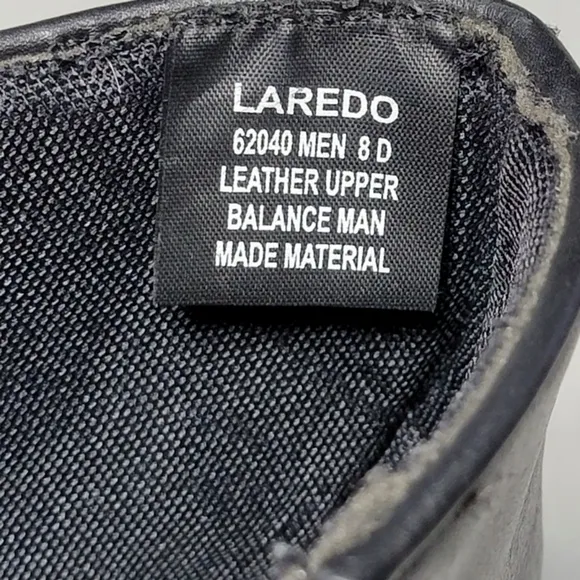 Men's Laredo Richmond Black Leather 7&quot; Side Zip BootsSize 8D