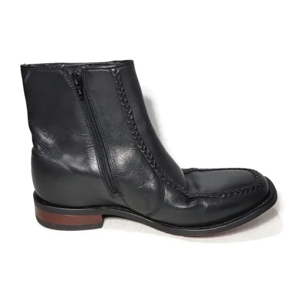 Men's Laredo Richmond Black Leather 7&quot; Side Zip BootsSize 8D