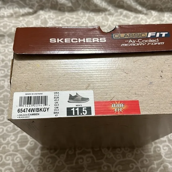 mens sketchers vegan leather air cooled memory foam shoes new 11.5 wide