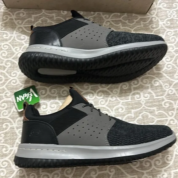 mens sketchers vegan leather air cooled memory foam shoes new 11.5 wide