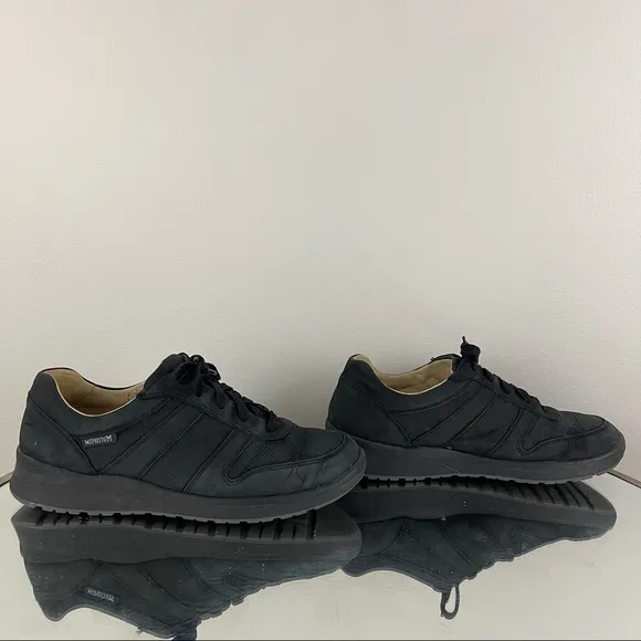 MEPHISTO Black Leather Womens Rebecca Perforated Fashion Sneaker