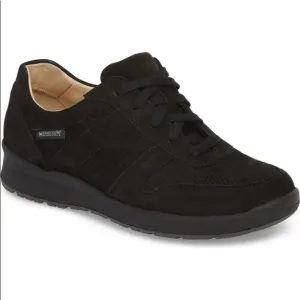 MEPHISTO Black Leather Womens Rebecca Perforated Fashion Sneaker