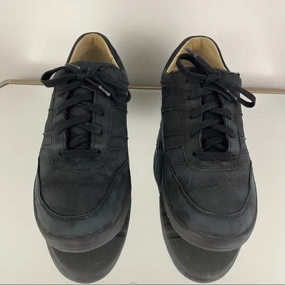 MEPHISTO Black Leather Womens Rebecca Perforated Fashion Sneaker