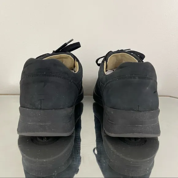 MEPHISTO Black Leather Womens Rebecca Perforated Fashion Sneaker