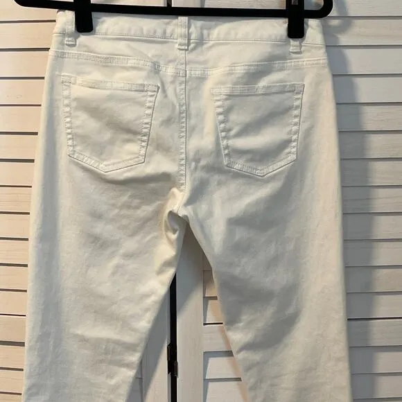 Michael Kors Izzy White Ankle Jeans with Gold Zip Pockets Size 4
