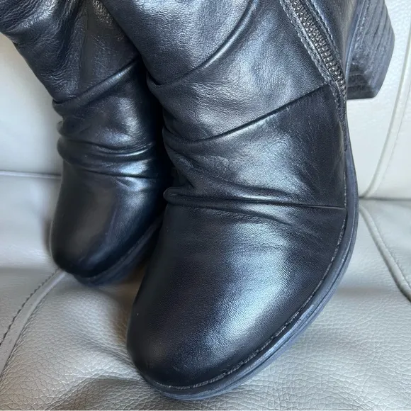 Miz Mooz Grover Ankle Boots US 6.5-7 EU 37 Chunky Scrunch Black Side Zippers
