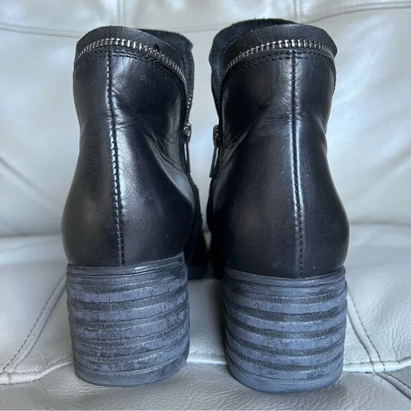 Miz Mooz Grover Ankle Boots US 6.5-7 EU 37 Chunky Scrunch Black Side Zippers
