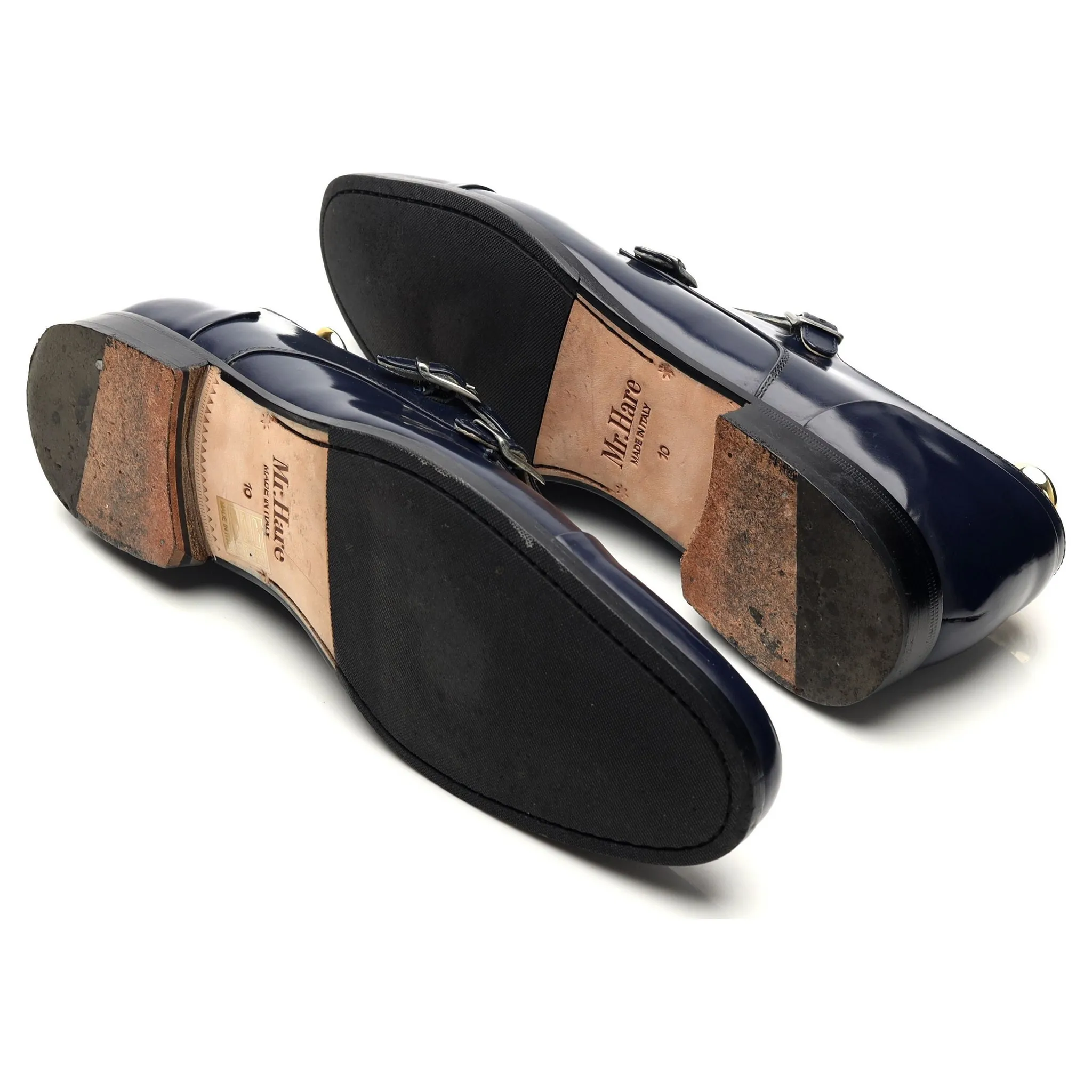 'Monk' Navy Blue Leather Double Monk Strap UK 10