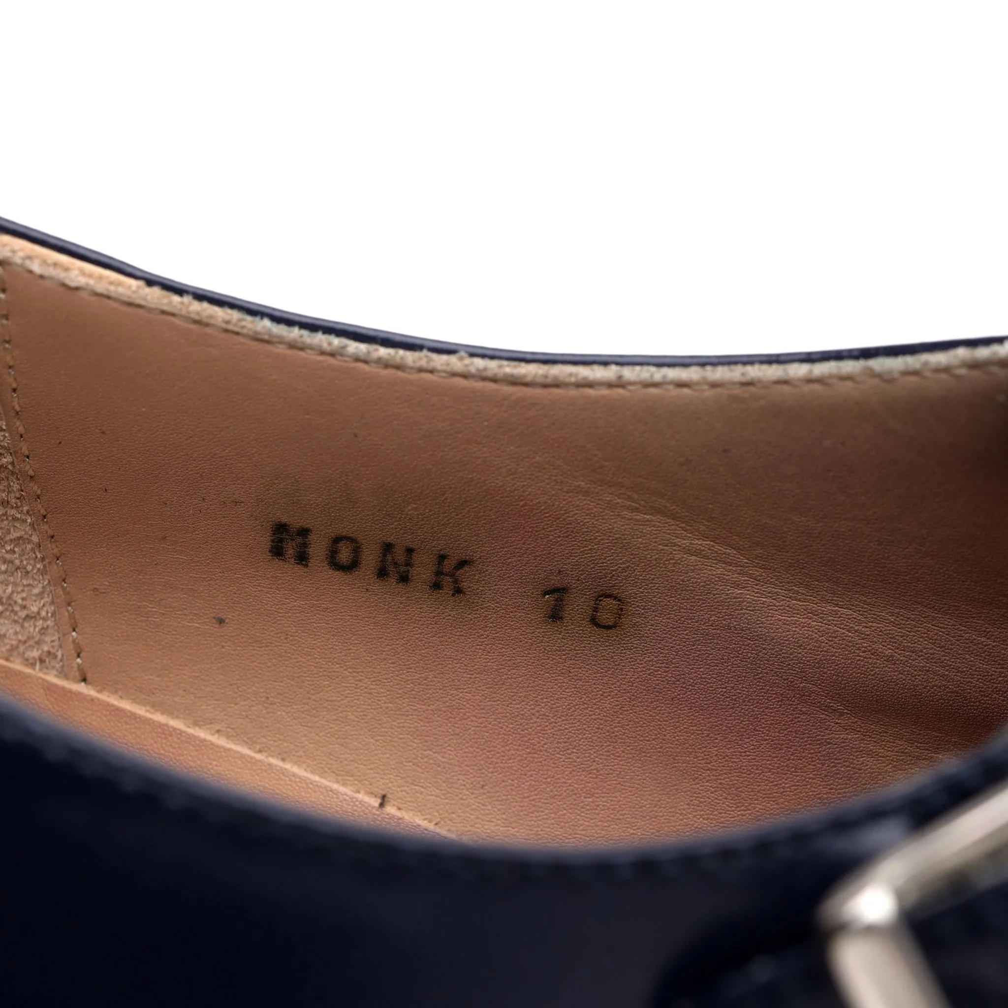 'Monk' Navy Blue Leather Double Monk Strap UK 10