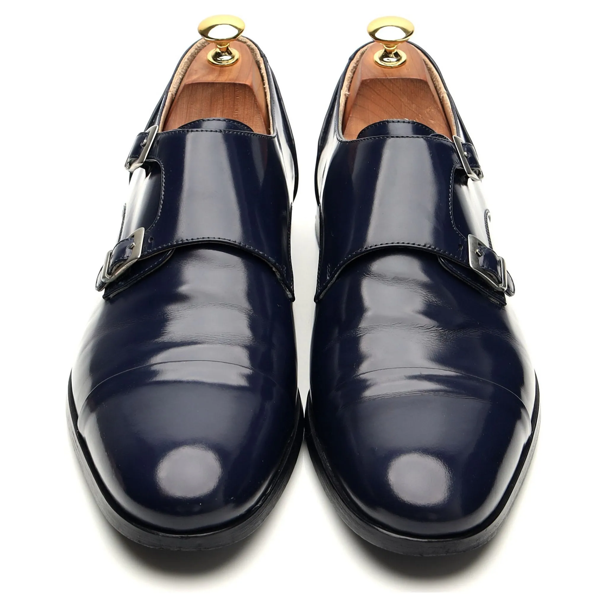 'Monk' Navy Blue Leather Double Monk Strap UK 10