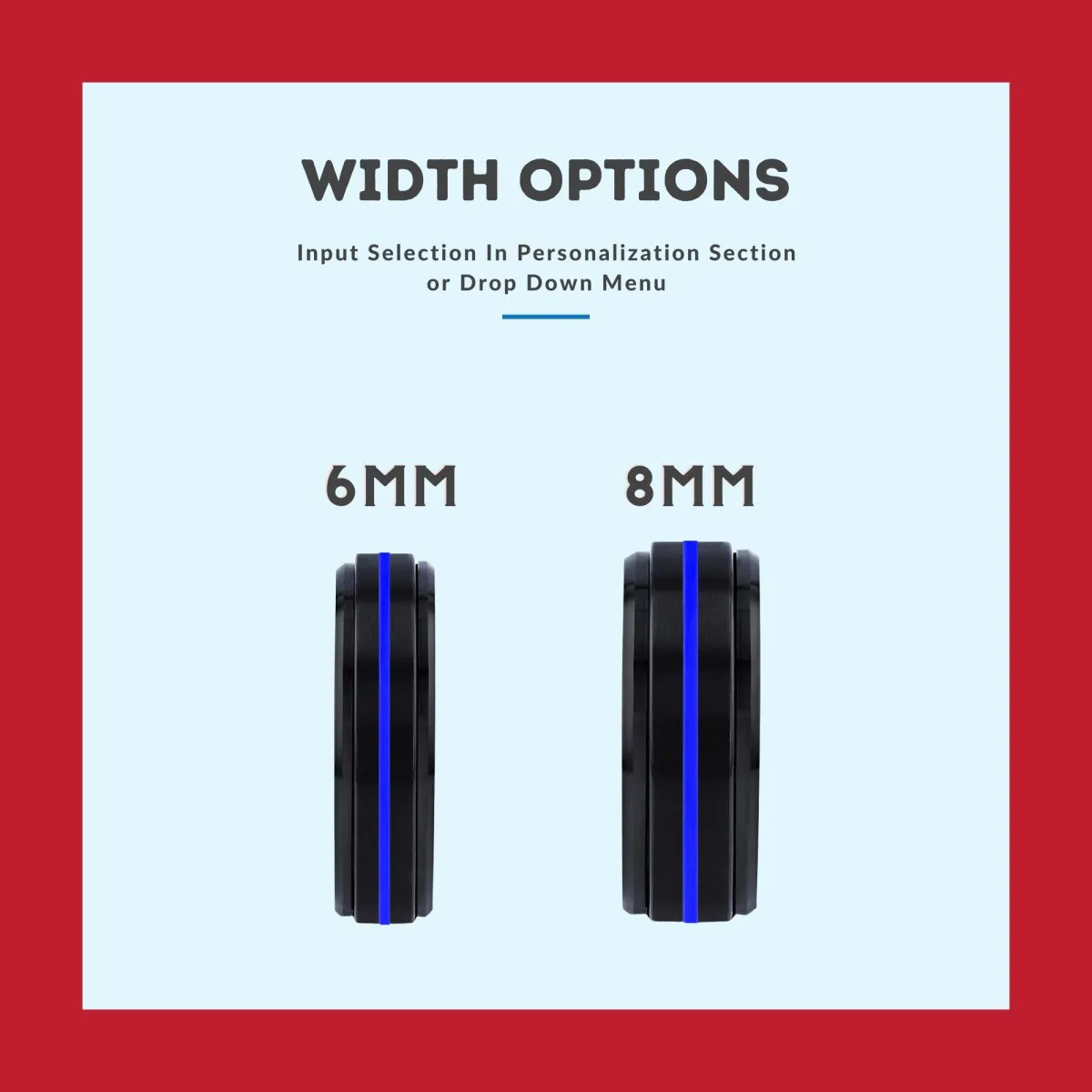 MONK | Red Ring, Black Tungsten Ring, Blue Groove, Stepped Edge