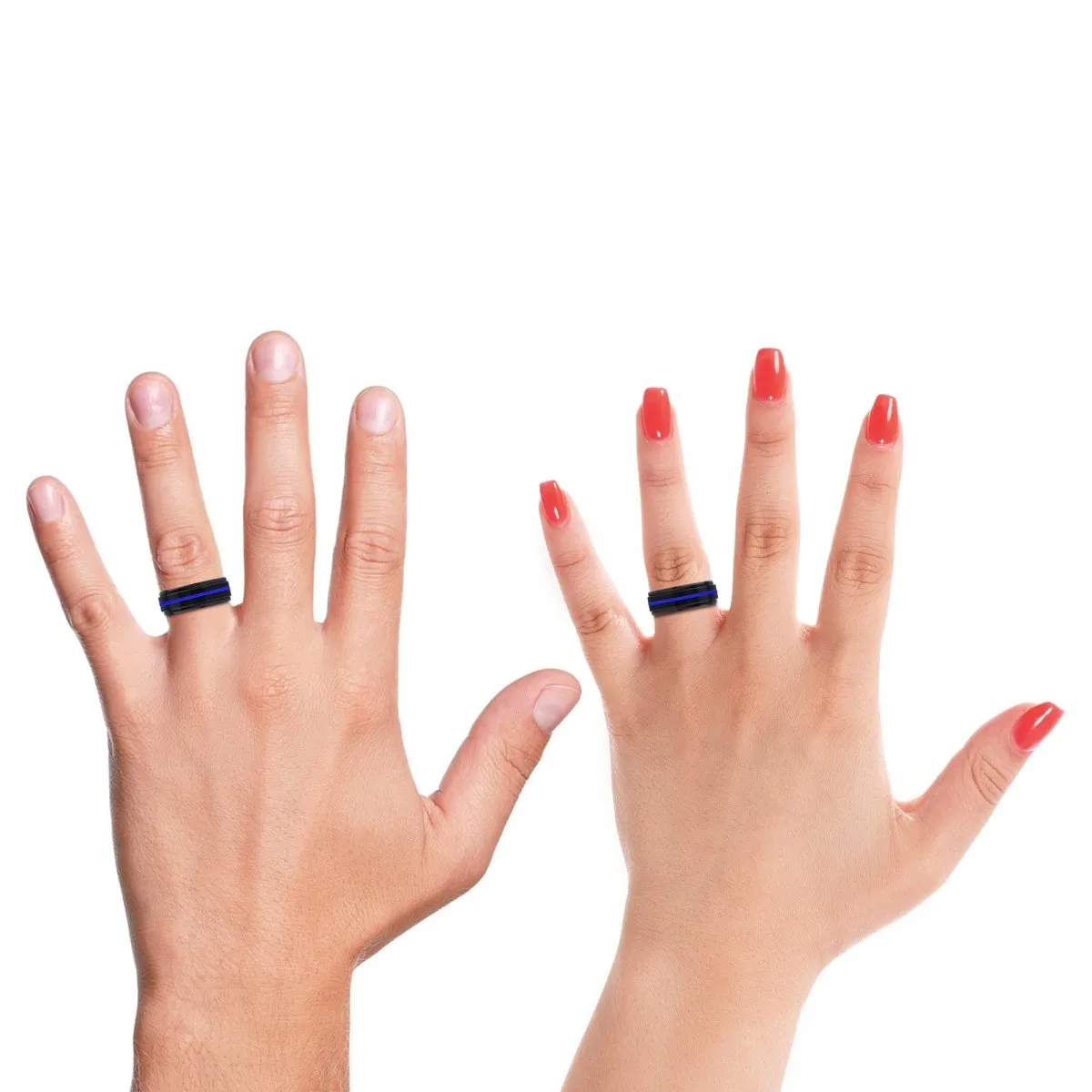 MONK | Red Ring, Black Tungsten Ring, Blue Groove, Stepped Edge