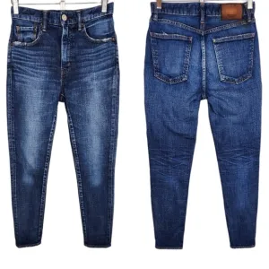 Moussy Vintage High Rise Tapered Slim Leg Cropped Ankle Jeans Medium Wash 25