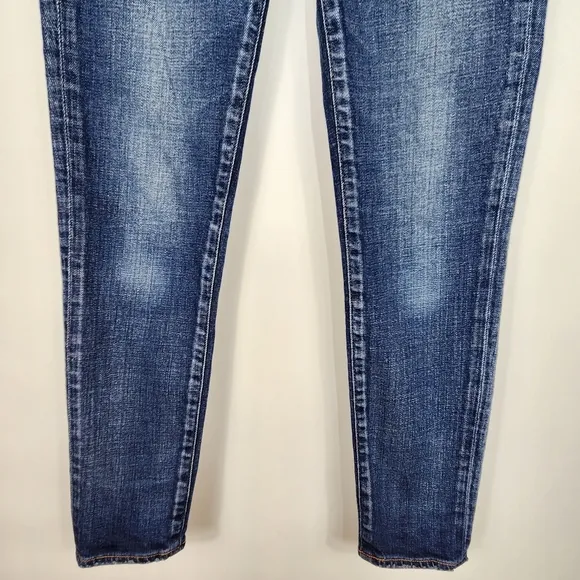 Moussy Vintage High Rise Tapered Slim Leg Cropped Ankle Jeans Medium Wash 25
