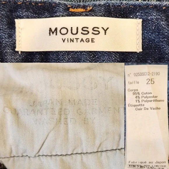 Moussy Vintage High Rise Tapered Slim Leg Cropped Ankle Jeans Medium Wash 25