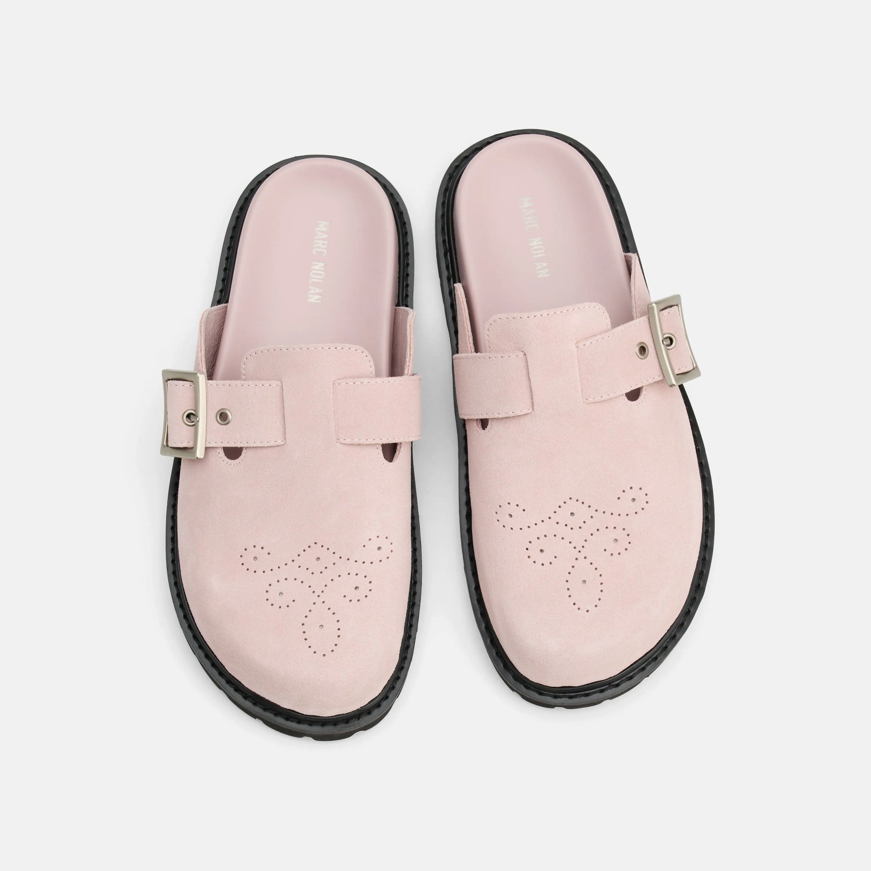 Ms. Shiloh Pink Suede Loafer Mules