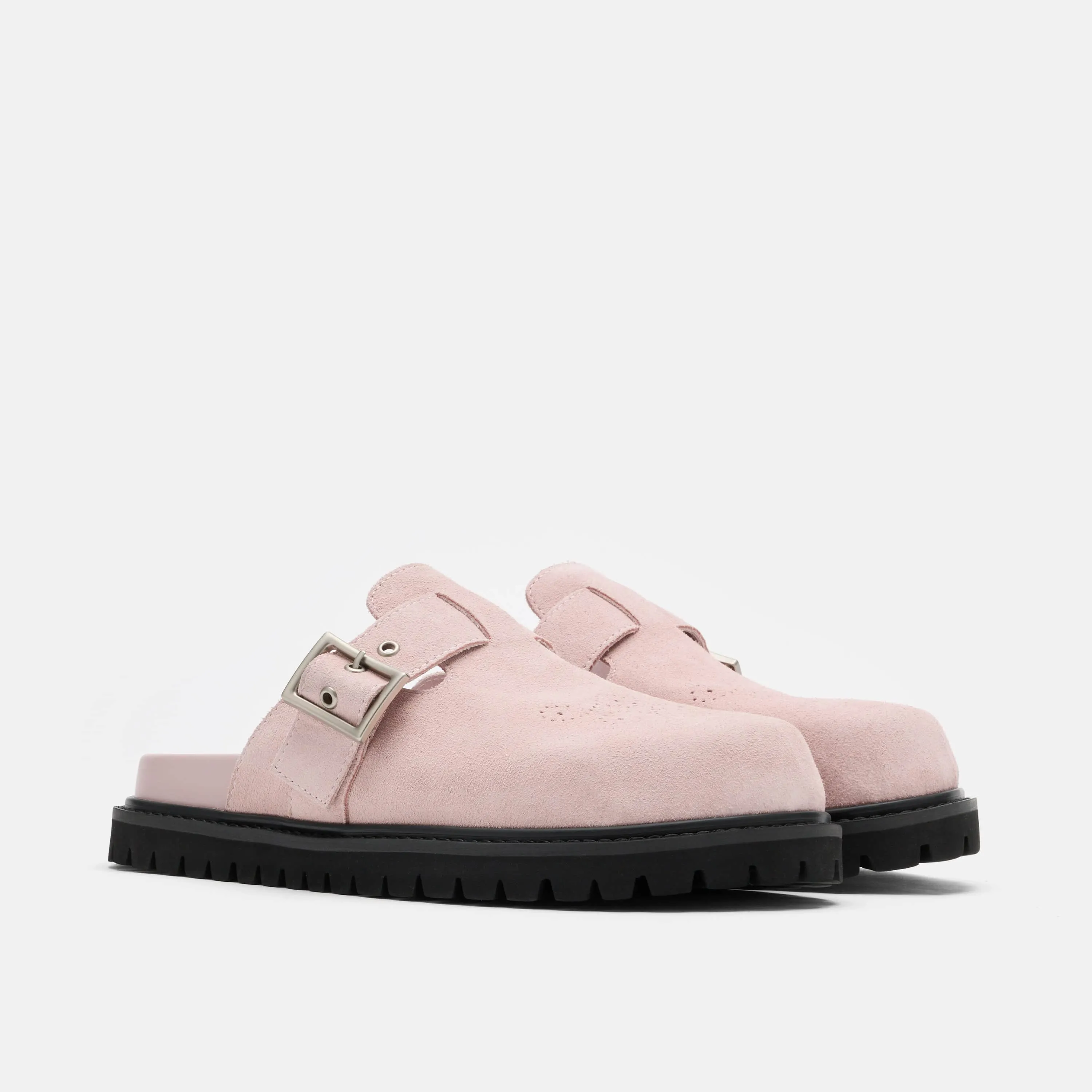 Ms. Shiloh Pink Suede Loafer Mules