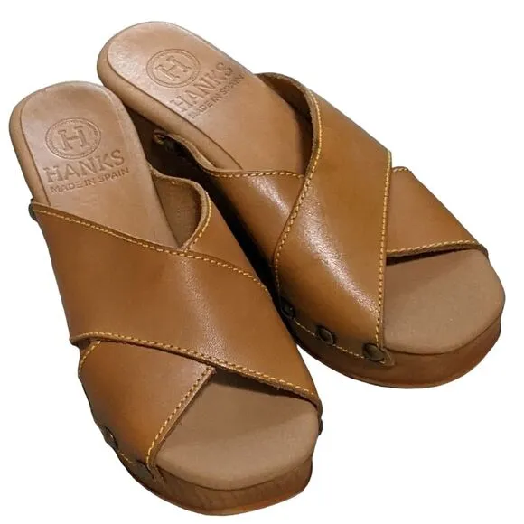 Nala leather mule wedge sandal by Hanks 36/6 US