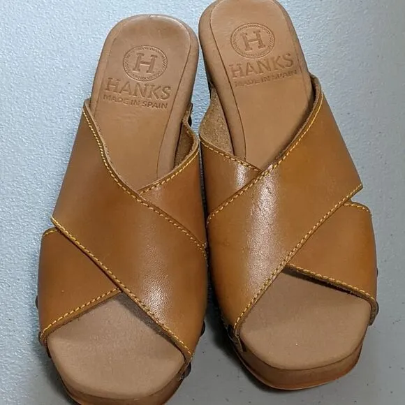 Nala leather mule wedge sandal by Hanks 36/6 US