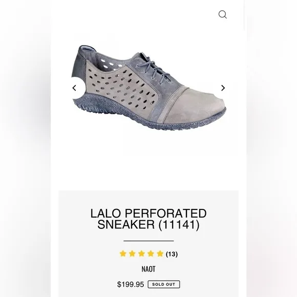Naot Lalo Perforated Oxford Sneaker Grey