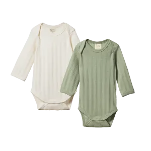 NATURE BABY 2 PACK DERBY BODYSUIT - NATURAL/NETTLE