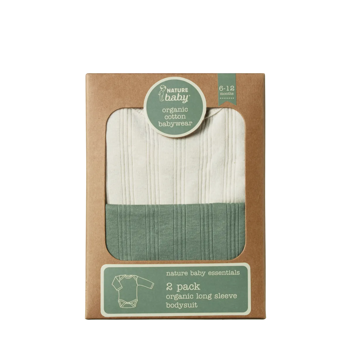 NATURE BABY 2 PACK DERBY BODYSUIT - NATURAL/NETTLE