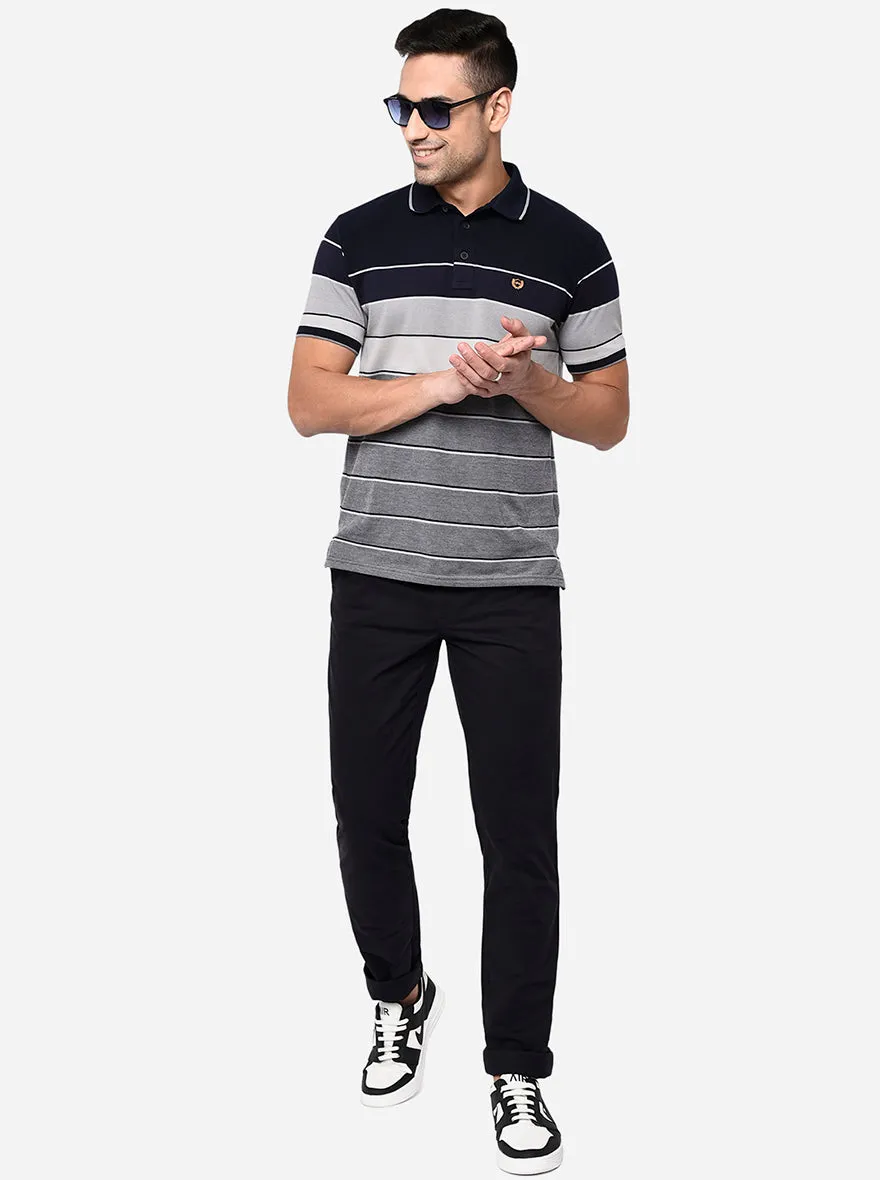 Navy Blue Solid Uno Fit Casual Trouser | JadeBlue