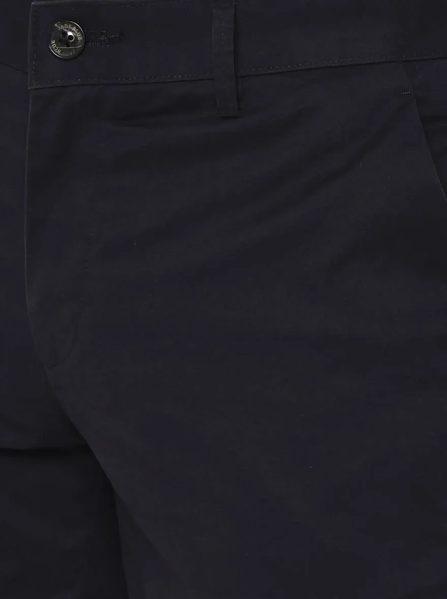 Navy Blue Solid Uno Fit Casual Trouser | JadeBlue