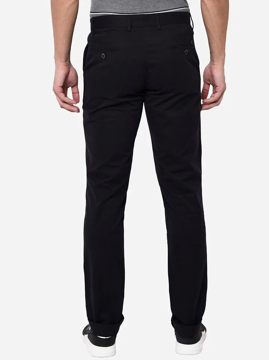 Navy Blue Solid Uno Fit Casual Trouser | JadeBlue