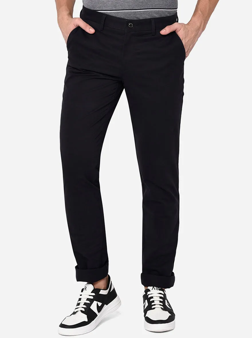 Navy Blue Solid Uno Fit Casual Trouser | JadeBlue