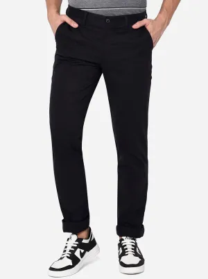 Navy Blue Solid Uno Fit Casual Trouser | JadeBlue
