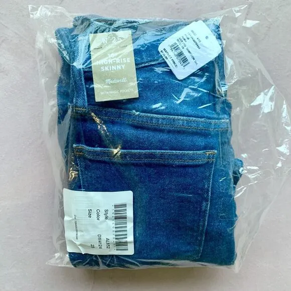 NEW $135 MADEWELL High Rise Ankle Skinny Jeans Denim Medium Wash Size 25