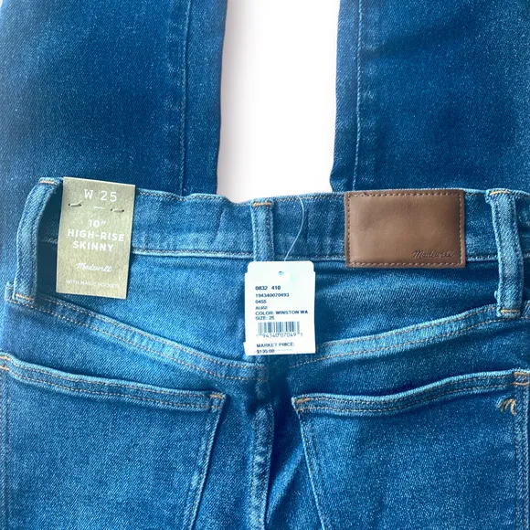 NEW $135 MADEWELL High Rise Ankle Skinny Jeans Denim Medium Wash Size 25