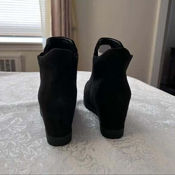 New Dream‎ Pairs Women’s Suede Ankle Boots, w/stretchy material SZ 7.5 Black