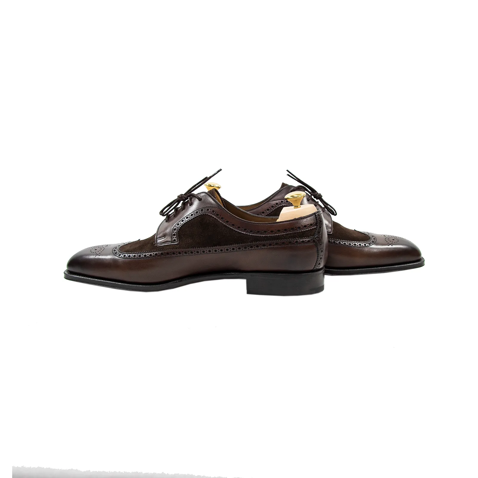 NIB $1605 Edward Green Harrogate E888 Dark Oak Mink Suede Wingtip Shoes   Trees