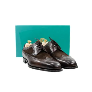 NIB $1605 Edward Green Harrogate E888 Dark Oak Mink Suede Wingtip Shoes   Trees