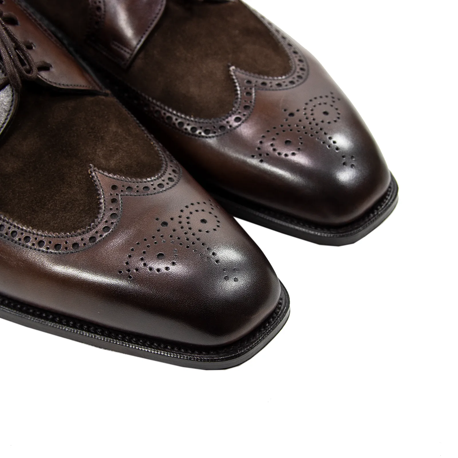 NIB $1605 Edward Green Harrogate E888 Dark Oak Mink Suede Wingtip Shoes   Trees