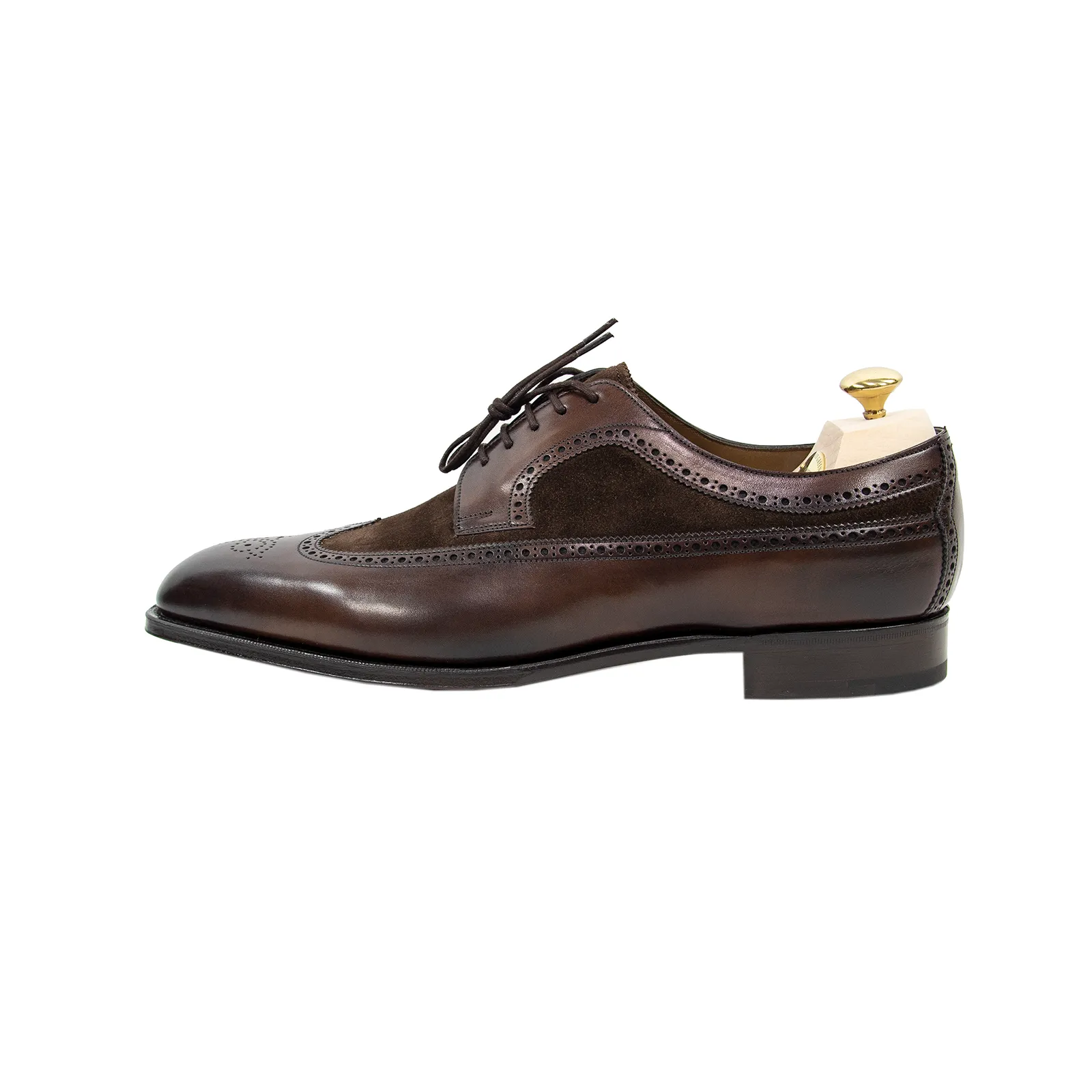 NIB $1605 Edward Green Harrogate E888 Dark Oak Mink Suede Wingtip Shoes   Trees