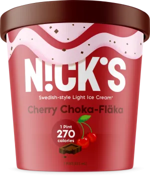 Nick's Swedish Style Light Ice Cream, Cherry Choka-Fläka (8 Pints)
