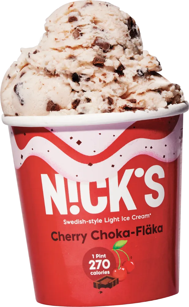 Nick's Swedish Style Light Ice Cream, Cherry Choka-Fläka (8 Pints)
