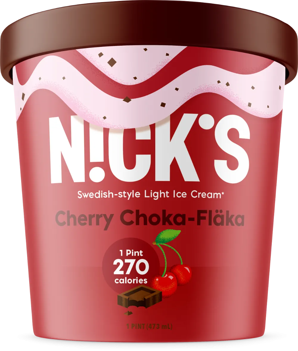 Nick's Swedish Style Light Ice Cream, Cherry Choka-Fläka (8 Pints)