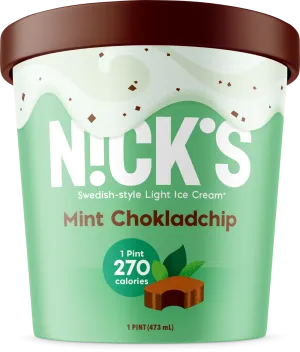 Nick's Swedish Style Light Ice Cream, Mint Chokladchip (8 Pints)