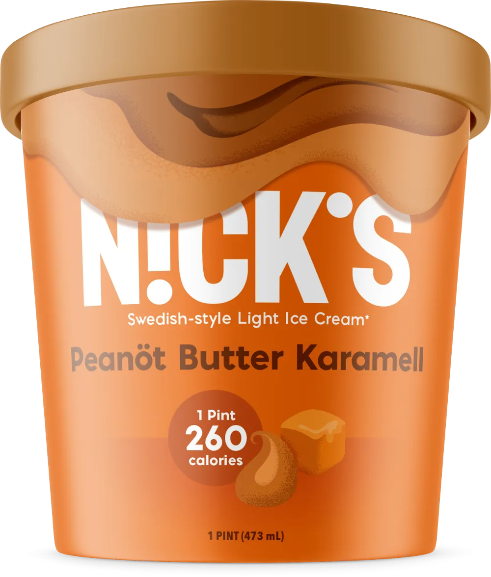 Nick's Swedish Style Light Ice Cream, Peanöt Butter Karamell (8 Pints)