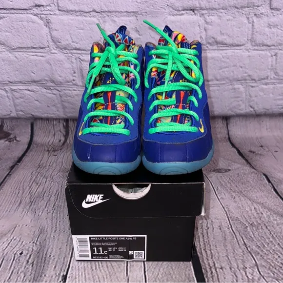 Nike Little Posite One ASW Shoes size 11 PS Deep Royal Blue Multicolor