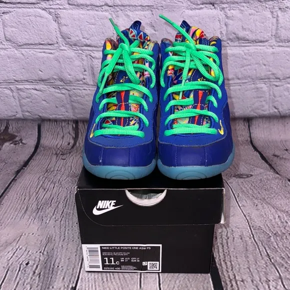 Nike Little Posite One ASW Shoes size 11 PS Deep Royal Blue Multicolor