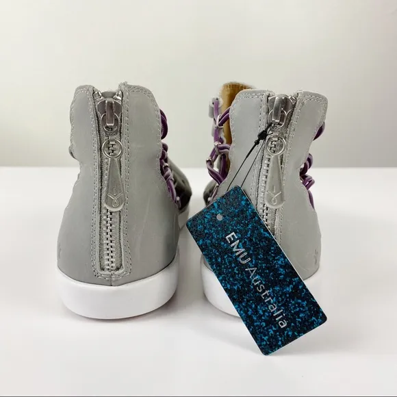 NWT Emu Australia Melina Dove Gray Leather Booties Size 41 US 10