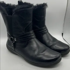 Obeo - Zoey Leather &amp; Sheepskin Black Women's Black warm Ankle Boots Sz 7